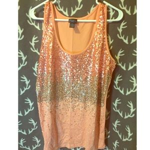 3/$15 sale! peach and silver sequin tank